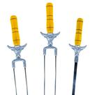 Kit 1 Espeto Simples e 2 Espeto Duplo Zavi Grill de Inox para Carnes 67cm com Cabo de Madeira