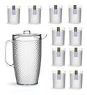 Kit 1 Jarra 3l E 10 Copos Acrílico Resistente Acrilico Crystal 490 Ml
