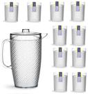 Kit 1 Jarra 3l E 10 Copos Acrílico Resistente Acrilico Crystal 490 Ml
