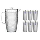 Kit 1 Jarra De 3 Litros E 12 Copos De 500ML Bico De Jaca Em Acrílico Pracasanet