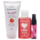 Kit 1 K Luby Morango Prazer + 1 Love Morango + 1 Óleo Spray Shock Plus Morango