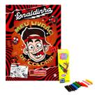 Kit 1 Livro de Colorir Enaldinho 16Pág e 1 Cx de Giz de Cera