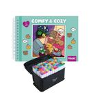 Kit 1 Livro de Pintar + 80 Cores de Canetinhas Touch