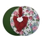 Kit 1 lugar - Capa de sousplat floral rosa e verde e verde liso