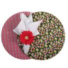 Kit 1 lugar - Margaridas e rosas e xadrez vermelho e branco Kit 1 lugar - Margaridas e rosas e xadrez vermelho e branco