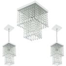 Kit 1 Lustre Cristal Acr. Marry + 2 Pendentes Spark Branco