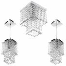 Kit 1 Lustre Cristal Acr. Marrycrillic + 2 Pendentes Spark