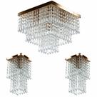 Kit 1 Lustre Cristal Acr. Sweet + 2 Lustres Spark Cobre