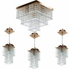 Kit 1 Lustre Cristal Acr. Sweet + 3 Pendentes Spark Cobre