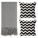 Kit 1 Manta Para Sofá Cinza 2,40 X 1,80 + 2 Capas de Almofada