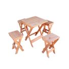 Kit 1 Mesa Madeira Pinus e 4 Banqueta Dobrável - Volpato