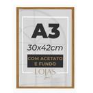Kit 1 Molduras A3 30x42cm Acetato Quadro Diploma Foto Poster - Preto
