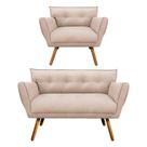 Kit 1 Namoradeira e 1 Poltrona Anitta Suede Bege - Drossi