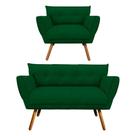 Kit 1 Namoradeira e 1 Poltrona Anitta Suede Verde - Drossi