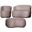 Kit 1 Poltrona 1 Namoradeira e 1 Puff Grande Design Orgânico Beatriz Veludo Composê material sintético Marrom - Estopar