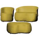Kit 1 Poltrona 1 Namoradeira Mais 1 Puff Grande Orgânico Tecido Veludo Composê material sintético Marrom - Estopar