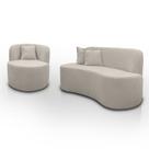 Kit 1 Poltrona Com Sofá Curvo 2 Lugares Feijão Forma Orgânica 1,50 Bouclé Maranata