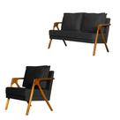 Kit 1 poltrona Mona Luxo + Namoradeira Mona Luxo Recepção - Suede Preto Kit 1 poltrona Mona Luxo + Namoradeira Mona Luxo Recepção - Suede Preto