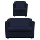 Kit 1 Poltrona + Namoradeira Bia Decorativa Reforçada Recepção Clínica Salão Sala de Estar Suede