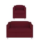 Kit 1 Poltrona + Namoradeira Bia Decorativa Reforçada Recepção Clínica Salão Sala de Estar Suede