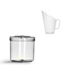 Kit 1 pote em acrilico p/ granel cereais alimentos redondo 1,5l c/ tampa 1 concha