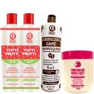 Kit 1 Progressiva Café Marroquina 1L + 2 Progressiva Tutti Frutti 1L E 1 Mascara 500g