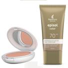 Kit 1 Protetor Solar Episol Color Tom Claro 2 FPS 50 Pó Compacto 10g