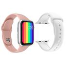 Kit 1 Relógio Inteligente Smartwatch Iwo12 Lite Rosa Android Ios + 1 Pulseira Silicone Branco