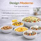 KIT 1 Saladeira de 1,8 lts 2 Petisqueiras de 400 ml 4 Compoteiras de 200 ml de Plástico Branco ou Verde ou Vermelho