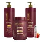Kit 1 Shampoo 1 Condicionador 1 Banho de Creme limpeza Nutritiva Shitake 1L + Presente Lourre 15ml