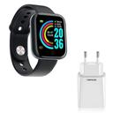 Kit 1 Smartwatch D13 Pro Plus Preto + 1 Base de Carregador