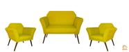 Kit 1 Sofá Namoradeira E 2 Poltronas Marcela Suede Amarelo - LM DECOR