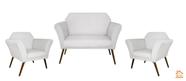 Kit 1 Sofá Namoradeira E 2 Poltronas Marcela Suede Branco - LM DECOR Kit 1 Sofá Namoradeira E 2 Poltronas Marcela Suede Branco - LM DECOR