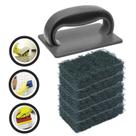 Kit 1 suporte de limpeza manual superpro + 5 fibraço limpeza pesada supepro bettanin verde