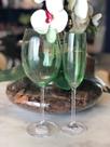 Kit 1 taça champanhe e 1 taça vinho em Cristal cor verde limão claro Wolff
