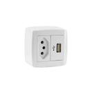 KIT - 1 Tomada 10A 250V~ + 1 Tomada USB 5V - 2.0A de Sobrepor Box Slim Ilumi - 841400