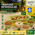 Kit 1 Travessa Retangular e 4 Cumbucas Copa Pistache off white Eventos Churrasco Condimentos Giotto