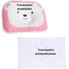 Kit 1 Travesseiro para bebe antissufocante + 1 anatômico modelador Recém nascido cabeça chata com furo no meio berço quarto