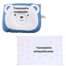 Kit 1 Travesseiro para bebe antissufocante + 1 anatômico modelador Recém nascido cabeça chata com furo no meio berço quarto