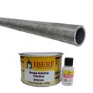 Kit 1 Tubo Galvanizado 3/4 X 60cm + 1 Massa Ibere Branca Cano de Ferro Para Chumbar Na Parede Da Pia Bancada de Cozinha e Banheiro 34 x 60cm