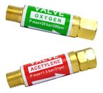 Kit: 1 Válvula Corta Chama Oxigênio/Regulador Ro + 1 Válvula Corta Chama Acetileno/Regulador Rg