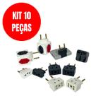 Kit 10 adaptadores 10A 20A Bob Universal Para Hotel Quadrado