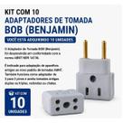 Kit 10 Adaptadores de Tomada BOB Benjamin 3 Pinos para 2 Pinos 10A/20A Kit 10 Adaptadores de Tomada BOB Benjamin 3 Pinos para 2 Pinos 10A/20A