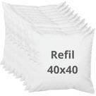 Kit: 10 Almofadas de enchimento - refil 40x40cm 100% fibra - antialérgico
