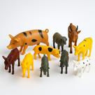 Kit 10 Animais Da Fazenda Safari Zoo Pequenos De Borracha