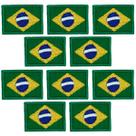 Kit 10 Apliques Bandeira do Brasil 3,5x2,5cm Patch Bordado