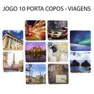 Kit 10 Apoio de Copos Personalizado Cidades Fascinantes Mundo Quadrado