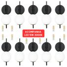 Kit 10 Arandela Globo 12 Jabuticaba Preto Fosco Led 5W 3000K