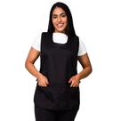Kit 10 Avental Bata Preto Oxford Liso Frente e Costa Com 2 Bolsos