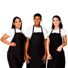 Kit 10 Avental Preto Com Bolso Grande Liso Oxford Frontal Lojaloja
